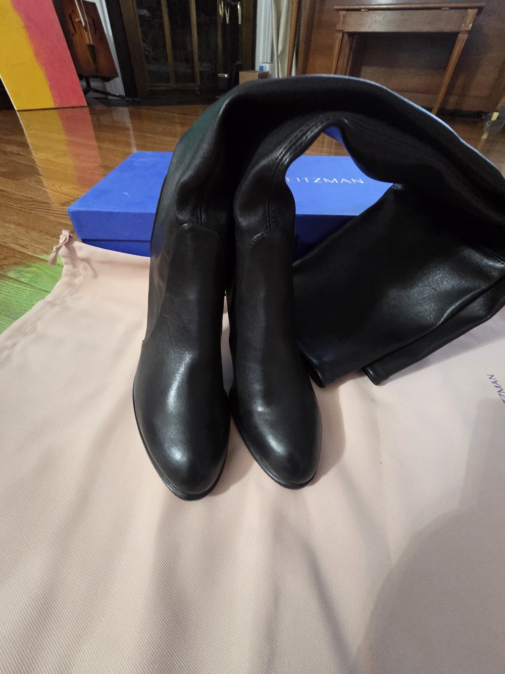 Stuart Weitzman Black Over-the-Knee Leather Boots - Picture 12 of 15